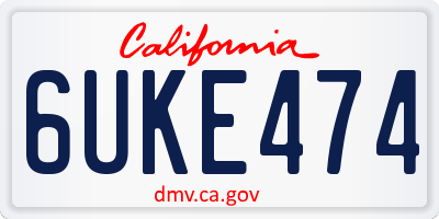 CA license plate 6UKE474