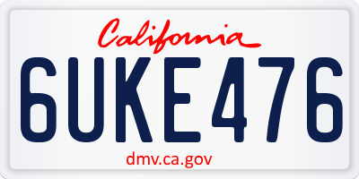 CA license plate 6UKE476