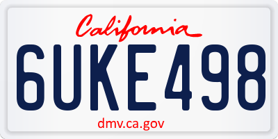 CA license plate 6UKE498
