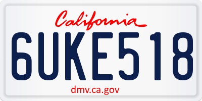 CA license plate 6UKE518