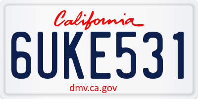 CA license plate 6UKE531