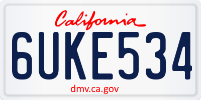 CA license plate 6UKE534
