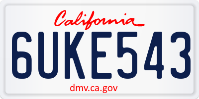 CA license plate 6UKE543
