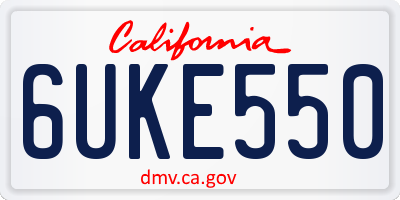 CA license plate 6UKE550