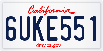 CA license plate 6UKE551