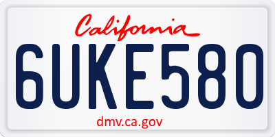 CA license plate 6UKE580