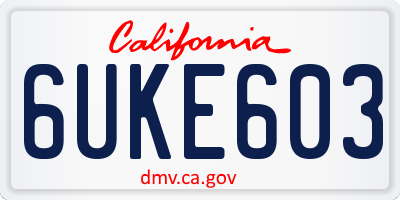 CA license plate 6UKE603