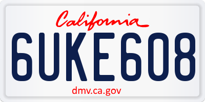 CA license plate 6UKE608