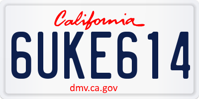 CA license plate 6UKE614