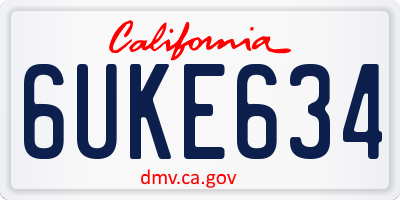 CA license plate 6UKE634