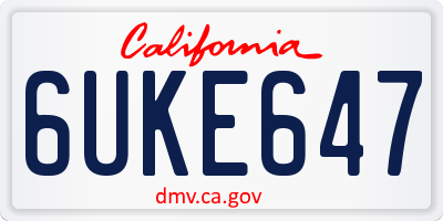 CA license plate 6UKE647