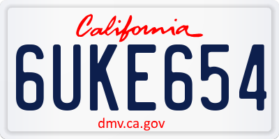 CA license plate 6UKE654