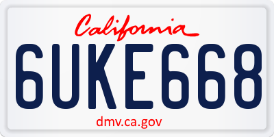 CA license plate 6UKE668