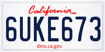 CA license plate 6UKE673