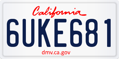 CA license plate 6UKE681