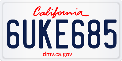CA license plate 6UKE685