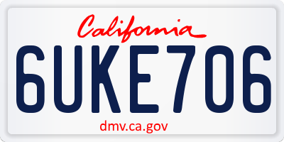 CA license plate 6UKE706