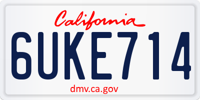 CA license plate 6UKE714
