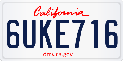 CA license plate 6UKE716