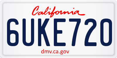 CA license plate 6UKE720
