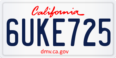 CA license plate 6UKE725