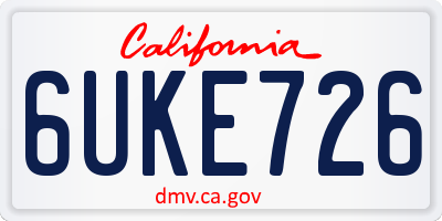 CA license plate 6UKE726