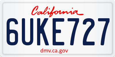 CA license plate 6UKE727