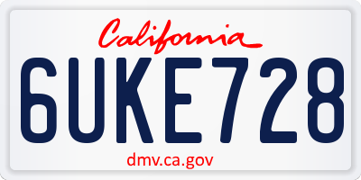 CA license plate 6UKE728