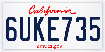CA license plate 6UKE735