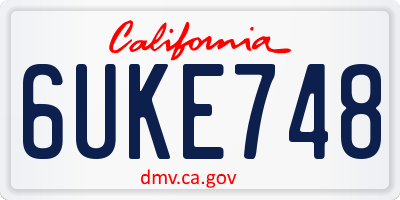 CA license plate 6UKE748