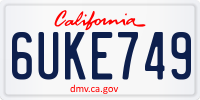 CA license plate 6UKE749