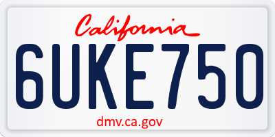 CA license plate 6UKE750