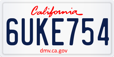 CA license plate 6UKE754