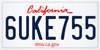 CA license plate 6UKE755