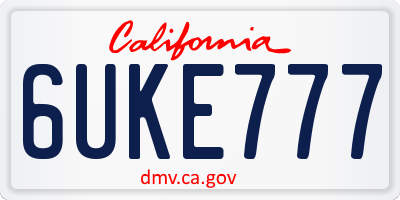CA license plate 6UKE777