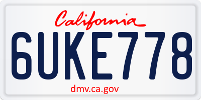CA license plate 6UKE778