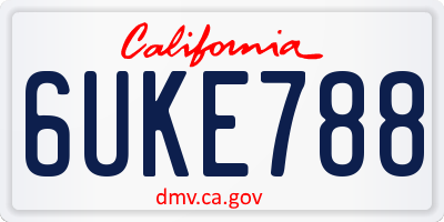 CA license plate 6UKE788