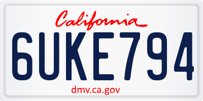 CA license plate 6UKE794
