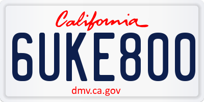 CA license plate 6UKE800