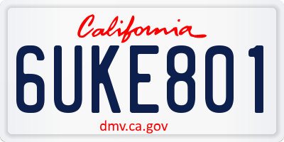 CA license plate 6UKE801
