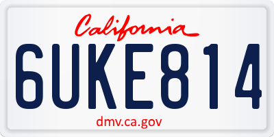 CA license plate 6UKE814