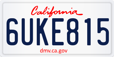 CA license plate 6UKE815