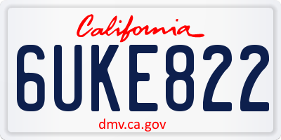 CA license plate 6UKE822