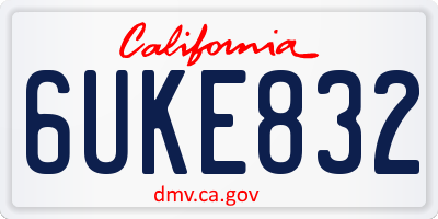 CA license plate 6UKE832