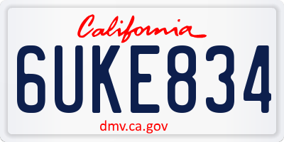 CA license plate 6UKE834