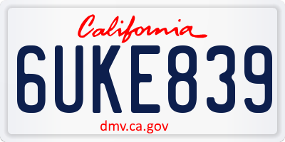 CA license plate 6UKE839