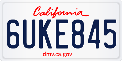 CA license plate 6UKE845