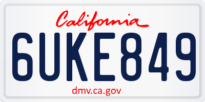 CA license plate 6UKE849