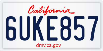 CA license plate 6UKE857