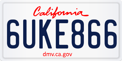 CA license plate 6UKE866